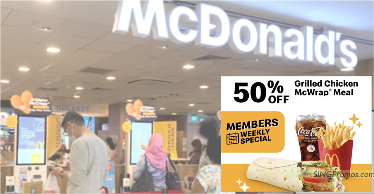 Featured image for McDonald's Singapore Offers 50% Discount on Grilled Chicken McWrap® Meal on Monday, 29 April 2024