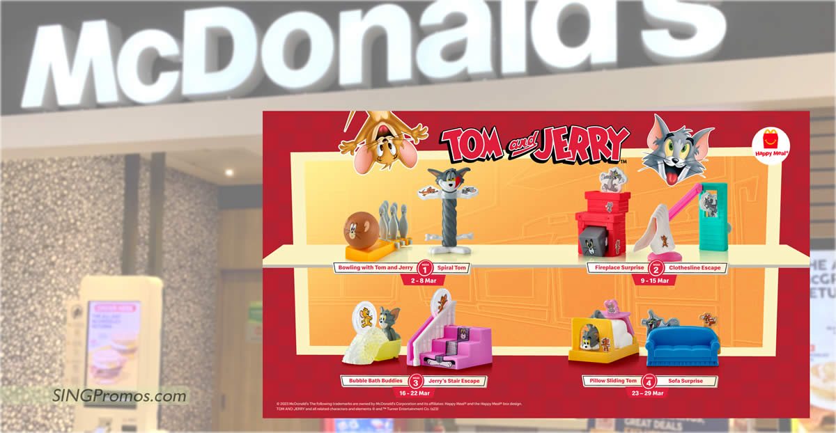 Featured image for McDonald's S'pore now offering free Tom & Jerry toy with every Happy Meal till 29 Mar 2023
