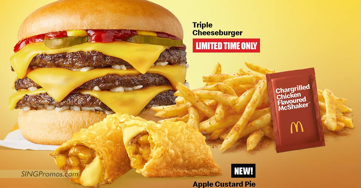 Featured image for McDonald's S'pore launches new Triple Cheeseburger and brings back Lotus Biscoff® McFlurry® from 2 Mar 2023