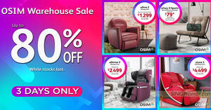 Featured image for OSIM Warehouse sale from 17 – 19 March 2023 has up to 80% off selected products