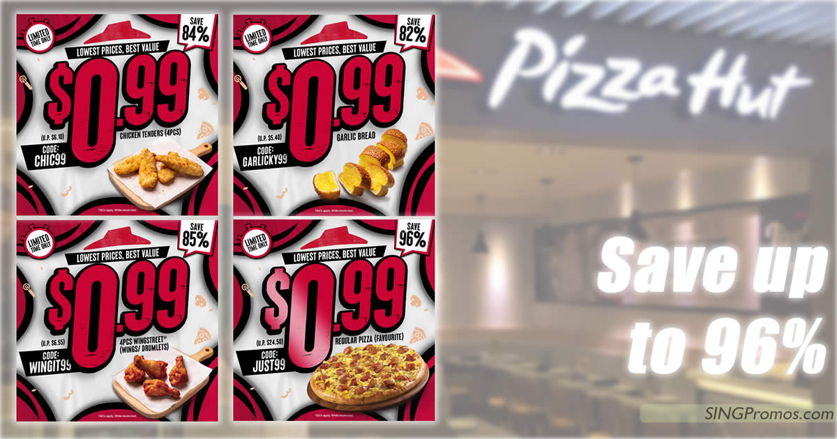 Featured image for Save up to 96% with these Pizza Hut S'pore codes when you order online till 22 March 2023