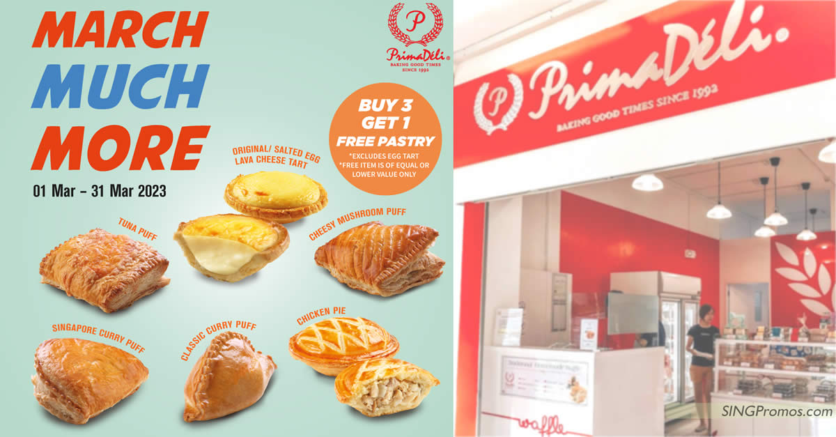 Featured image for Prima Deli is offering Buy-3-Get-1-Free pastries at all outlets islandwide till 31 March 2023