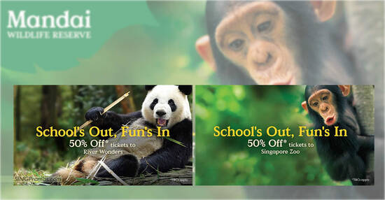 Enjoy 50% Off Admission to Singapore Zoo and River Wonders with this promo...