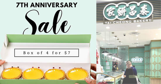 Tai Cheong Bakery selling boxes of 4 Original Egg Tarts at S$7 for one-day only on 27 March 2023