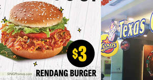 Featured image for Texas Chicken S’pore offering $3 Rendang Burger on Wednesdays this March 2023