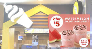 Featured image for 2 for $5 Watermelon McFlurry® deal at McDonald’s S’pore Dessert Kiosks on 13 Apr 2023