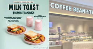 Featured image for Coffee Bean S’pore’s new Weekdays Breakfast Set costs S$6 per set when you buy two sets from 25 Apr 2023
