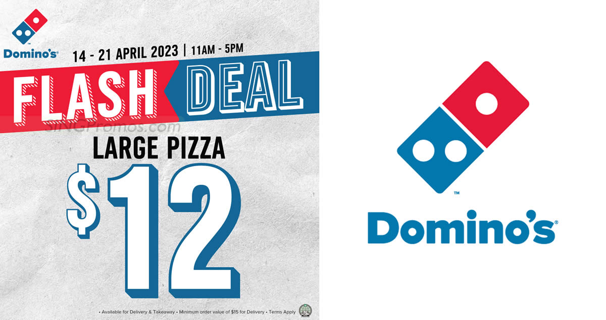Featured image for $12 large pizzas at Domino's Pizza S'pore for dine-in, delivery and takeaway orders till 21 April 2023