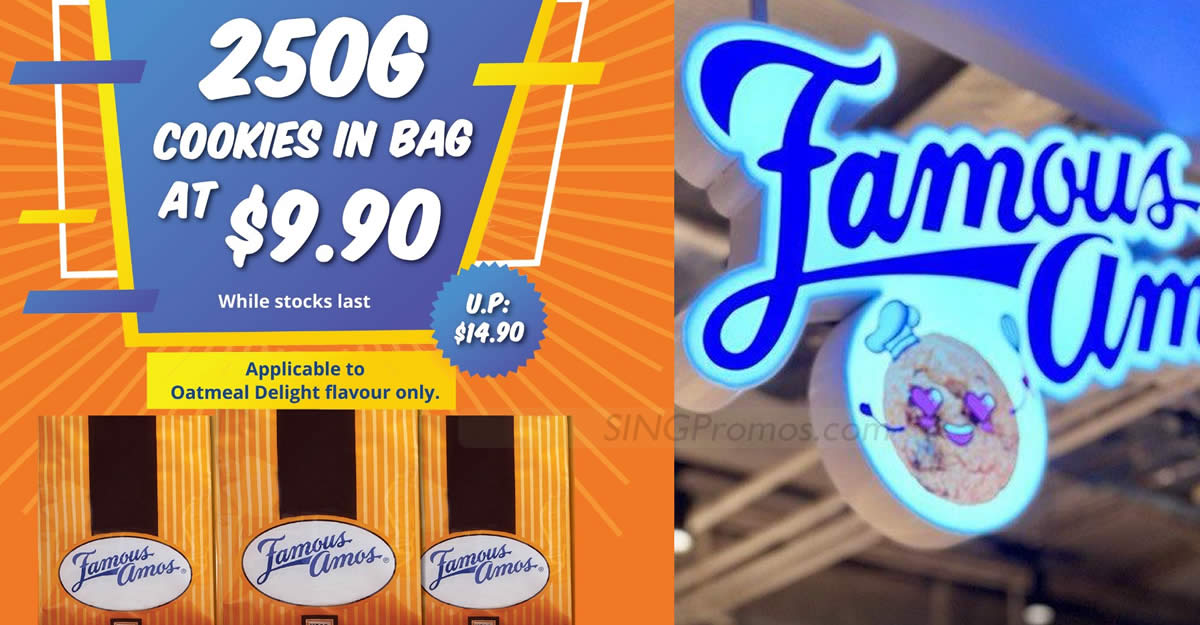 Featured image for Famous Amos selling 250g Oatmeal Delight cookies $9.90 from 19 Apr 2023