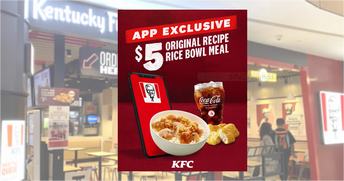 Featured image for $5 KFC Original Recipe Rice Bowl at S'pore stores till 14 April 2023, 11am - 4pm