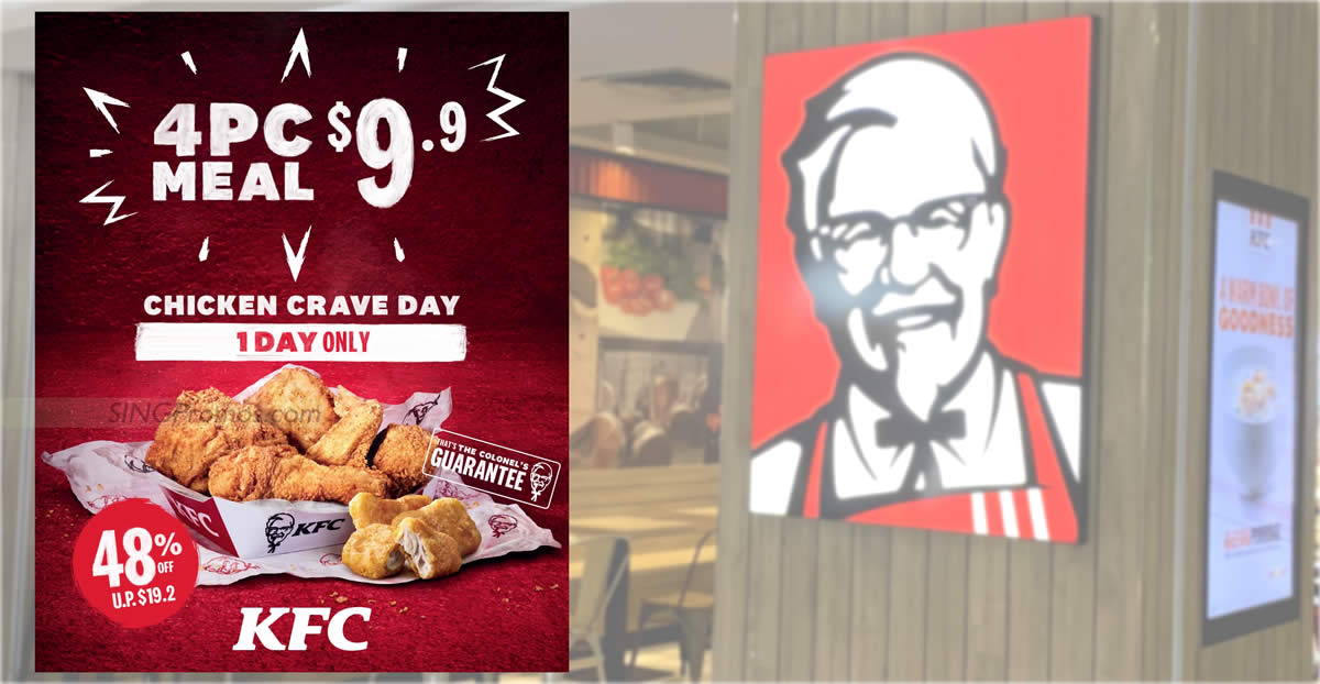 Featured image for KFC S'pore offering 4pcs of Crispy Chicken and 3 golden nuggets for just $9.90 on 11 Apr 2023