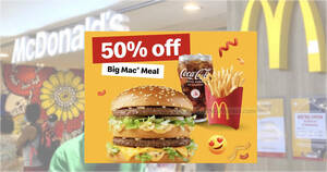 Featured image for 50% Off Big Mac Meal at McDonald’s S’pore stores on Monday, 18 Sep 2023, 11am – 3pm