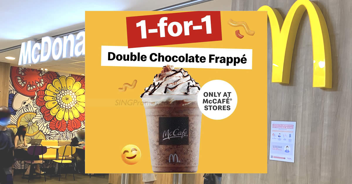 Featured image for McDonald's S'pore has Buy-1-Get-1-Free McCafe Double Chocolate Frappe deal from 8 - 9 Apr 2023