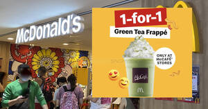 Featured image for (EXPIRED) Buy-1-Get-1-Free Green Tea Frappe at McDonald’s McCafe S’pore outlets till 16 Apr 2023