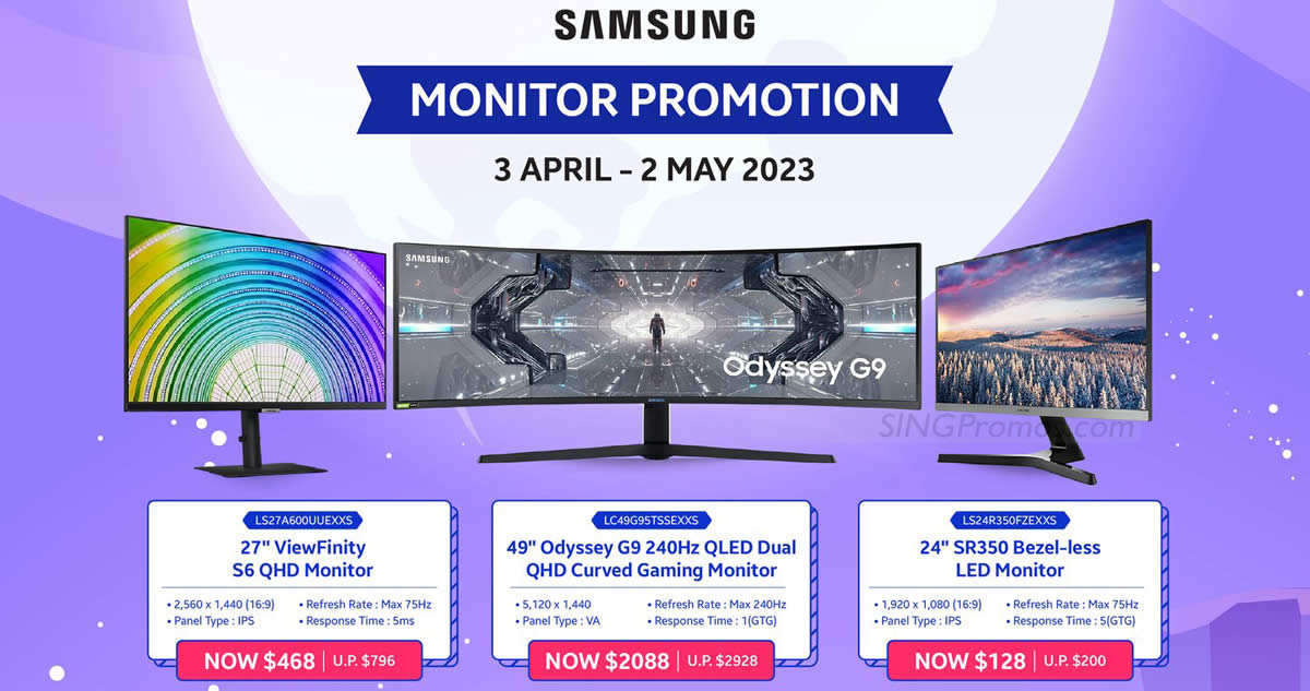 Featured image for Samsung QHD, Odyssey, LED, Smart, Gaming Monitor Promotion offers till 2 May 2023