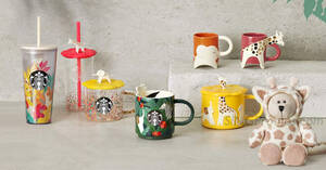 Featured image for Starbucks S’pore launching new adorable Happy Giraffe Safari inspired collection from 19 Apr 2023