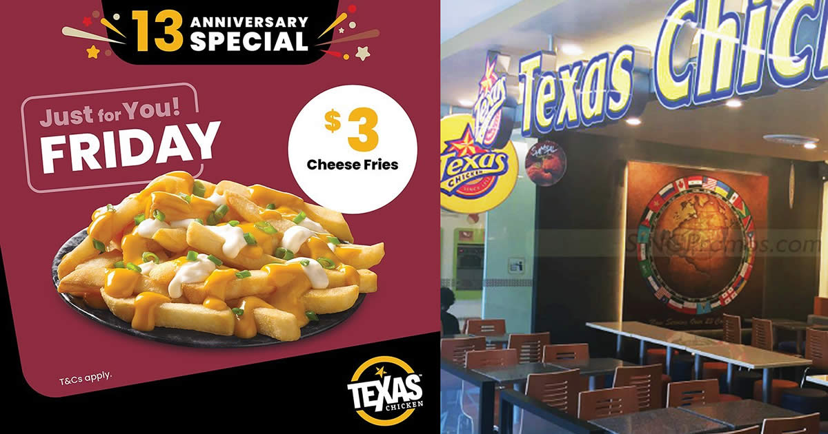 Featured image for Texas Chicken S'pore offering $3 Cheese Fries on Fridays from 7 Apr 2023