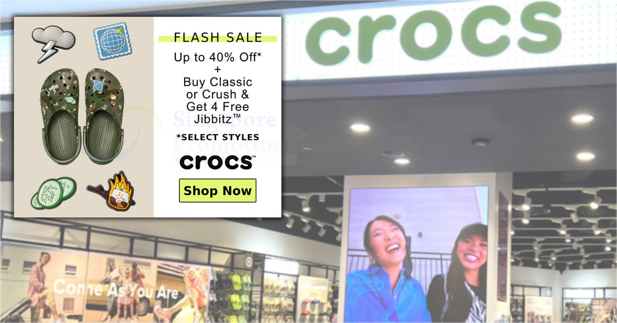 Featured image for Up to 40% off Crocs Footwear at Crocs S'pore Online Sale till 25 May 2023