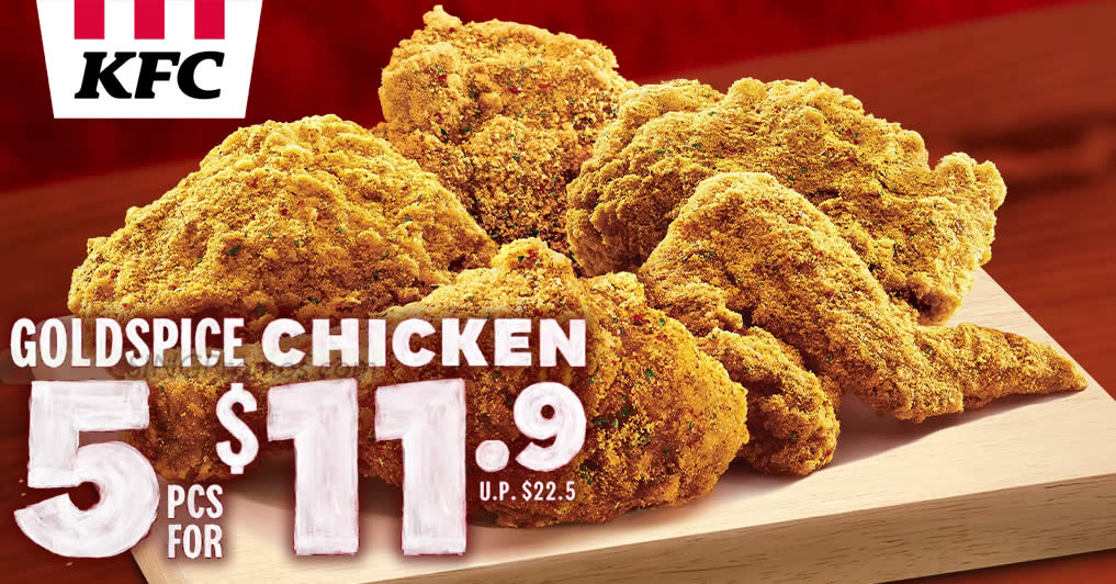 Featured image for KFC S'pore selling their Goldspice Chicken at 5pcs-for-$11.90 from 17 - 19 May 2023