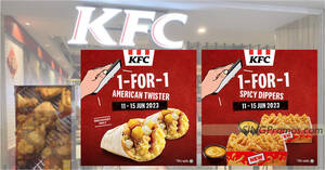 Featured image for (EXPIRED) KFC S’pore has Buy-1-Get-1-Free American Twister and Spicy Dippers deal from 11 – 15 Jun 2023
