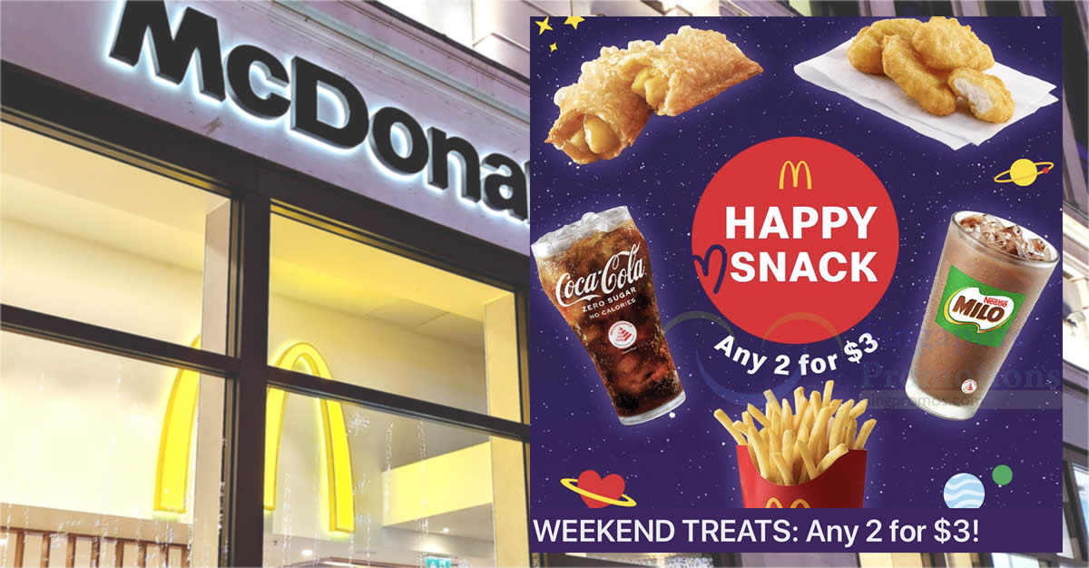 Featured image for Pay only $3 for 8pcs McNuggets with McDonald's S'pore Any-2-for-$3 App deal this weekend till 18 June 2023