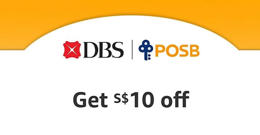 Featured image for Amazon.sg giving S$10 off when you spend min S$120 with DBS/POSB cards till 8 June 2023