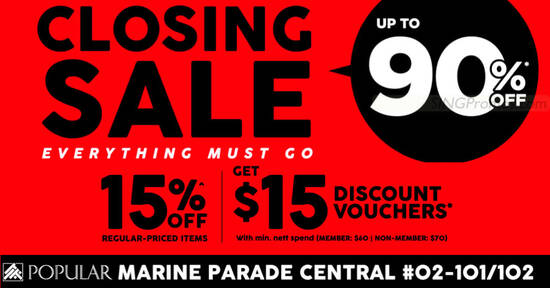 Up to 90% off at POPULAR Marine Parade Central Closing Sale from 2 – 18 June 2023