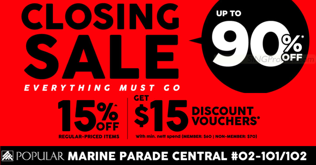 Featured image for Up to 90% off at POPULAR Marine Parade Central Closing Sale from 2 - 18 June 2023