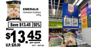 Featured image for (EXPIRED) 50% OFF Emerald Hokkaido Scallops at NTUC FairPrice till 30 July 2023