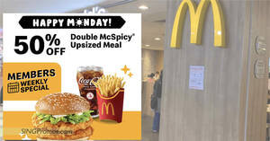 Featured image for 50% off McDonald’s Double McSpicy Upsized Meal at S’pore outlets on Monday, 24 July 2023 (11am to 3pm)