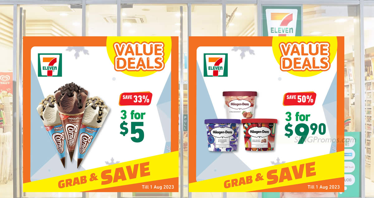 Featured image for 7-Eleven S'pore has up to 50% off ice cream deals till 1 Aug, has Cornetto, Haagen-Dazs, Ben & Jerry's and more