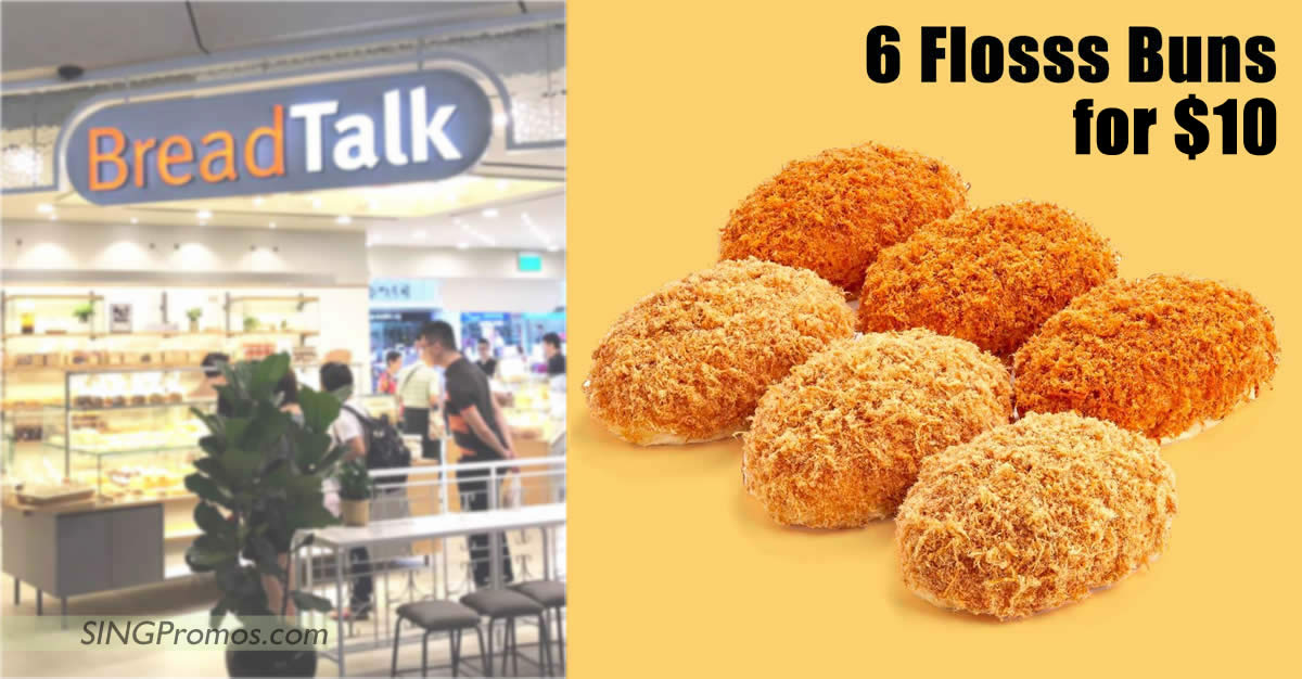 Featured image for BreadTalk Flosss buns are going at 6-for-S$10 in celebration of 23 years at S'pore outlets from 25 to 31 July 2023