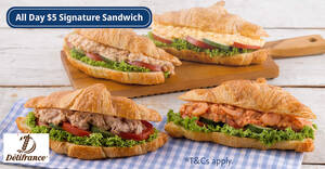 Featured image for (EXPIRED) $5 Delifrance Signature Sandwiches all-day at Delifrance Waterway Point outlet on 5 July 2023