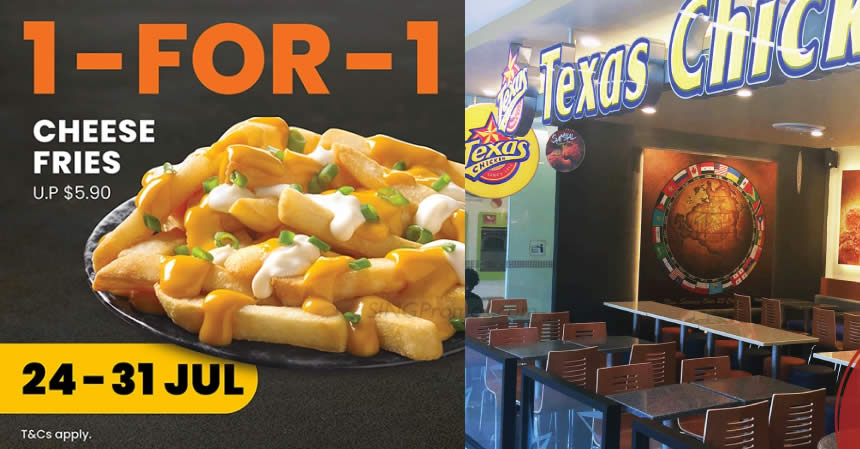 Featured image for Buy-1-Get-1-Free Texas Chicken Cheese Fries at S'pore outlets till 31 July 2023