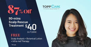 Featured image for Say Goodbye to Scalp Troubles! Get 85% off Topp Care’s Customised Scalp Rescue Treatment + Free Gifts!