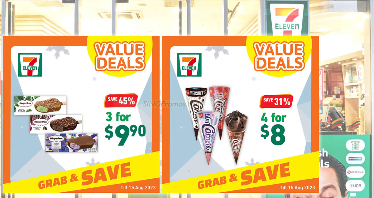Featured image for 7-Eleven S'pore has up to 45% off ice cream deals till 15 Aug, has Haagen Dazs, Cornetto, Magnumn and more