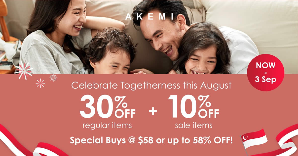 Featured image for AKEMI has 30% off reg-priced items and 10% off sale items in latest promo till 3 Sep 2023