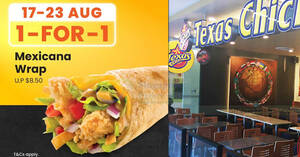 Featured image for Buy-1-Get-1-Free Mexicana Wrap at Texas Chicken S’pore outlets from 17 – 23 Aug, pay only S$4.25 each