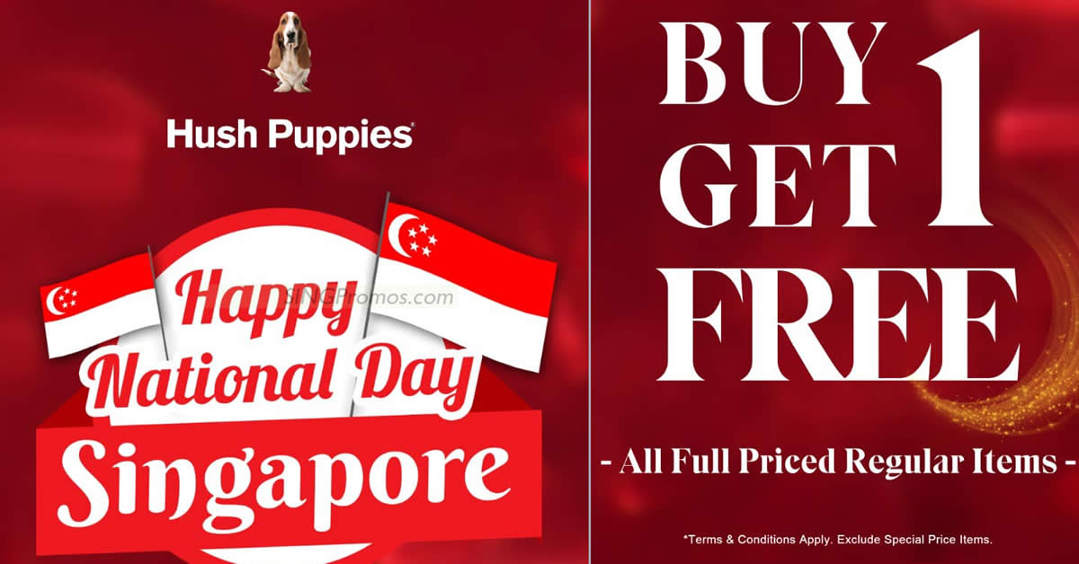 Featured image for Hush Puppies S'pore has Buy-1-Get-1-FREE all full-priced items from 5 Aug 2023