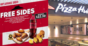 Featured image for Pizza Hut S’pore giving free sides worth $22.30 when you place an advance order for 9 Aug by 8 Aug 2023