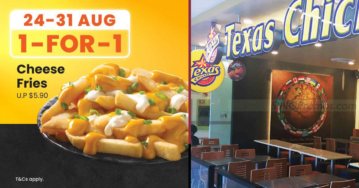 Featured image for Buy-1-Get-1-Free Texas Chicken Cheese Fries at S'pore outlets from 24 - 31 Aug 2023