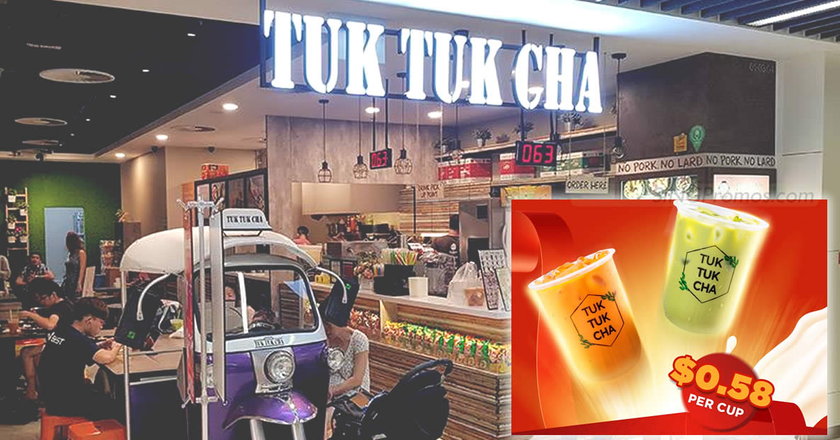 Featured image for Tuk Tuk Cha offering 58cents Thai Milk Tea at most outlets from 8 - 10 Aug 2023