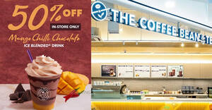Featured image for (EXPIRED) 50% OFF Coffee Bean Mango Chilli Chocolate Ice Blended® drink at S’pore outlets on Sunday 17 Sep 2023