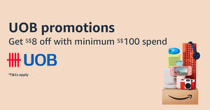Featured image for Amazon.sg giving S$8 off when you spend min S$100 with UOB cards till 12 Sep 2023