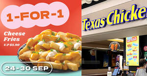 Featured image for Buy-1-Get-1-Free Cheese Fries at Texas Chicken S’pore outlets till 30 Sep, pay only S$2.95 each