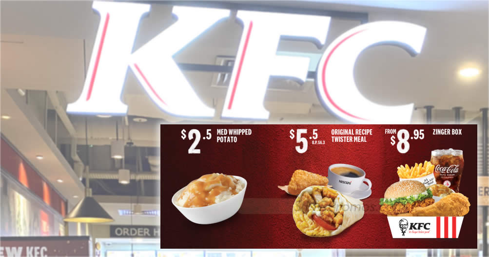 Featured image for KFC S'pore offering $5.50 O.R Twister Meal, $8.95 Zinger Box and more weekday deals till 31 Oct