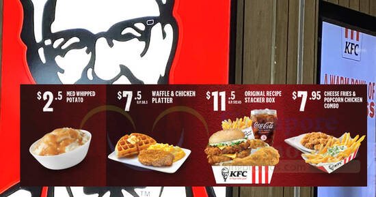 KFC S’pore offering $11.50 O.R. Stacker Box, $7.50 Waffle & Chicken Platter and more weekend deals from 2 Sep – 31 Oct