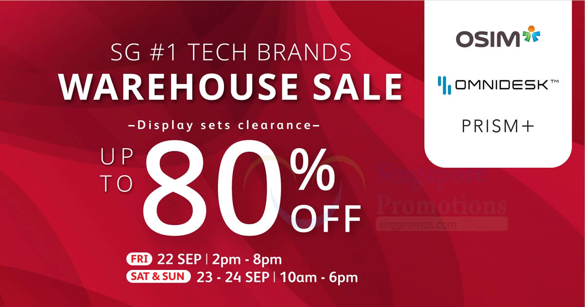 Featured image for Up to 80% off OSIM, Omnidesk & Prism+ warehouse sale from 22 - 24 Sep 2023