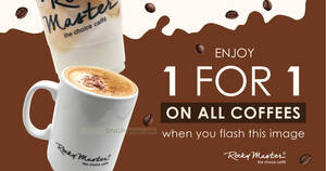 Featured image for Rocky Master has 1 for 1 on all coffee beverages till 2 Oct 2023