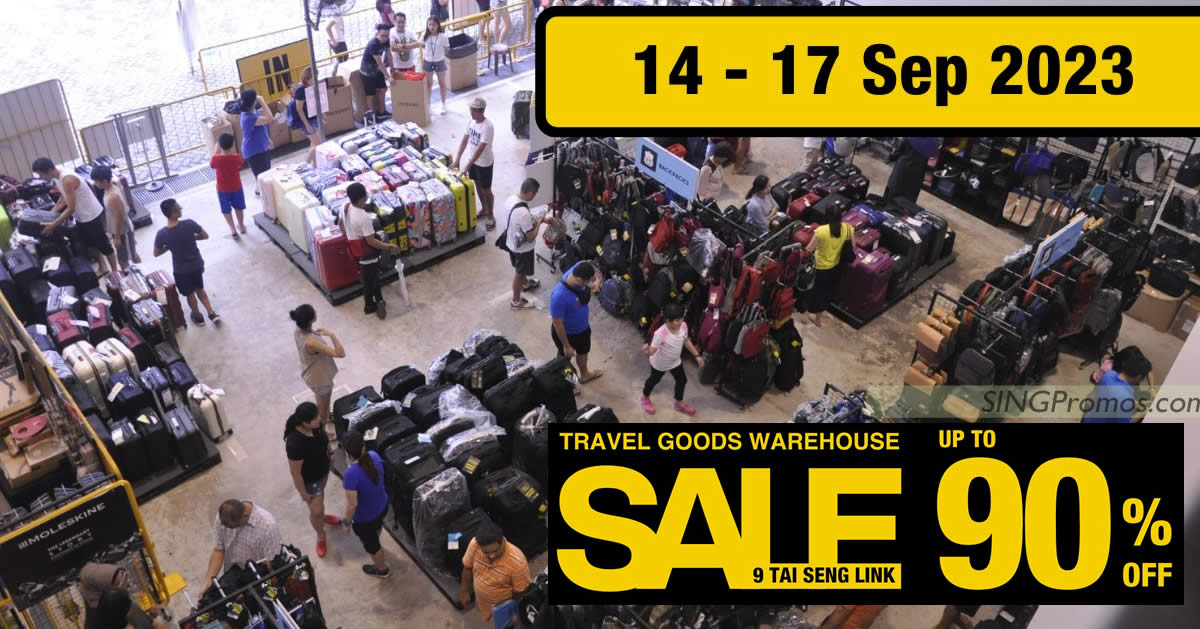 Featured image for Tai Seng travel goods warehouse sale returns with discounts of up to 90% off from 14 - 17 Sep 2023